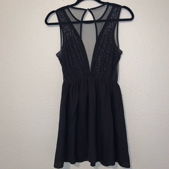 Forever 21 Black Sequin Mesh Skater Dress Sz S - Picture 3 of 10